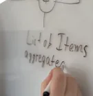 Hand schreibt eine Skizze an das Whiteboard